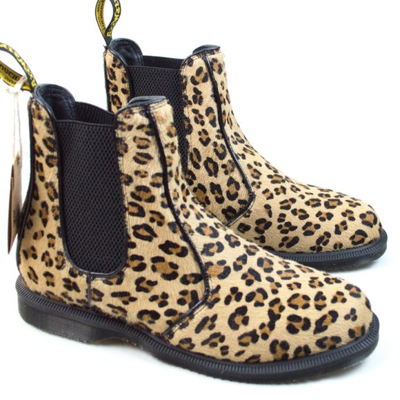 Dr. Martens Orange/ Brown Leopard Flora Hair Boot - Picture 3 of 10